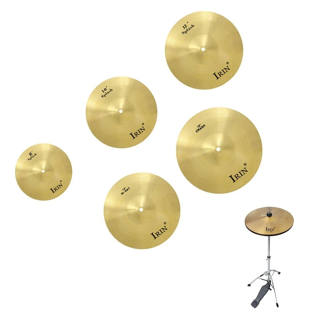 Set of 5 Brass Cymbals (8, 10, 12, 14, 16 Inch)