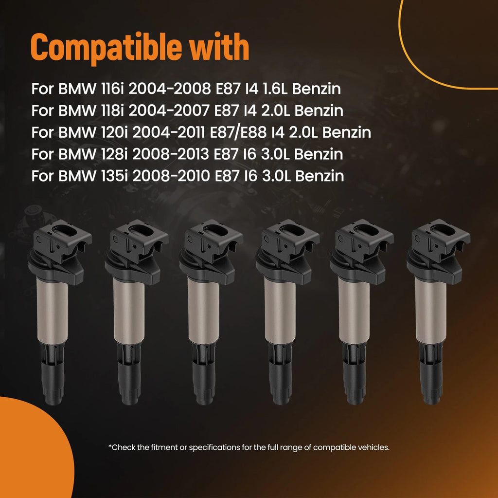 6X Ignition Coils for BMW E83 X3 2.5L 3.0L I6 (2004–2012)