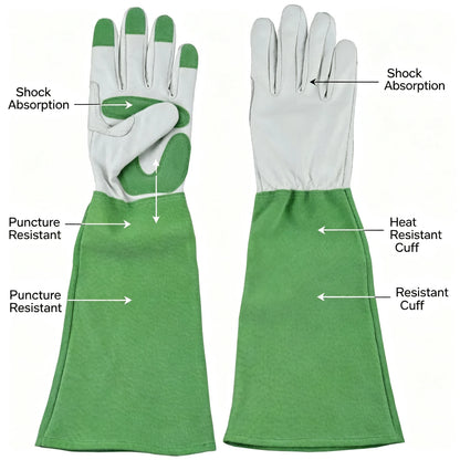 Long Cuff Cowhide Gloves for Gardening and Industrial Use
