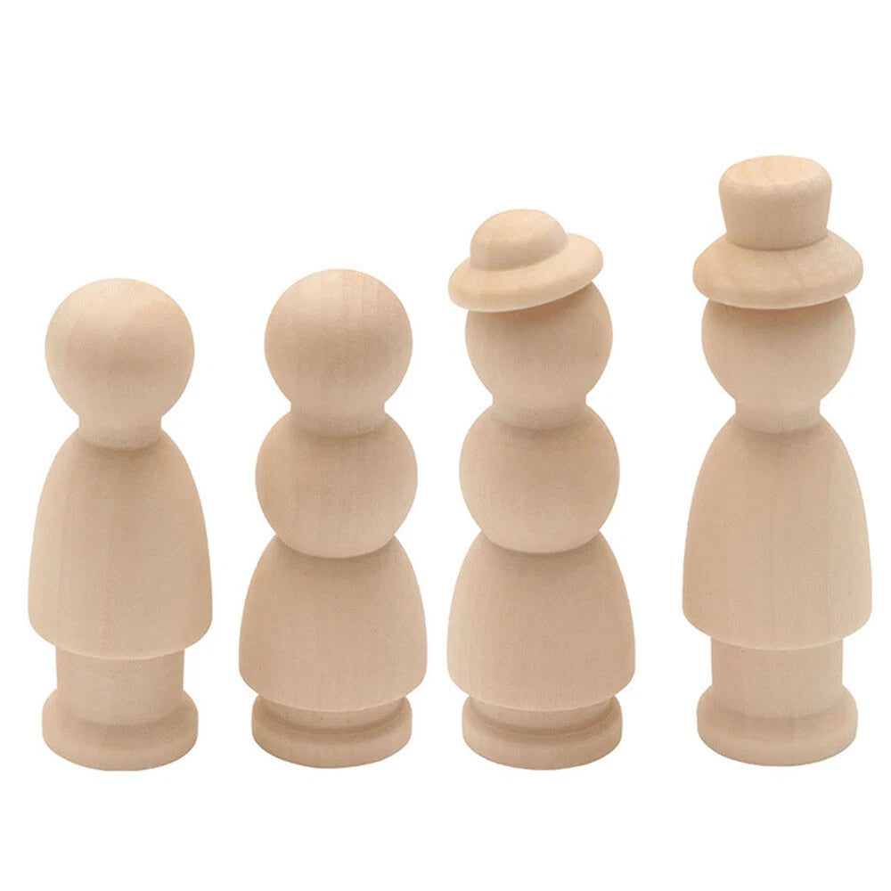 5pcs Wooden Peg Dolls for DIY Craft Wedding Ornament Cake Topper