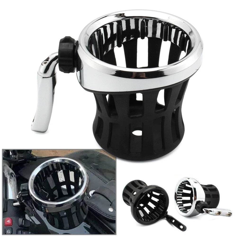 Universal Motorcycle Handlebar Cup Holder with Mesh Basket