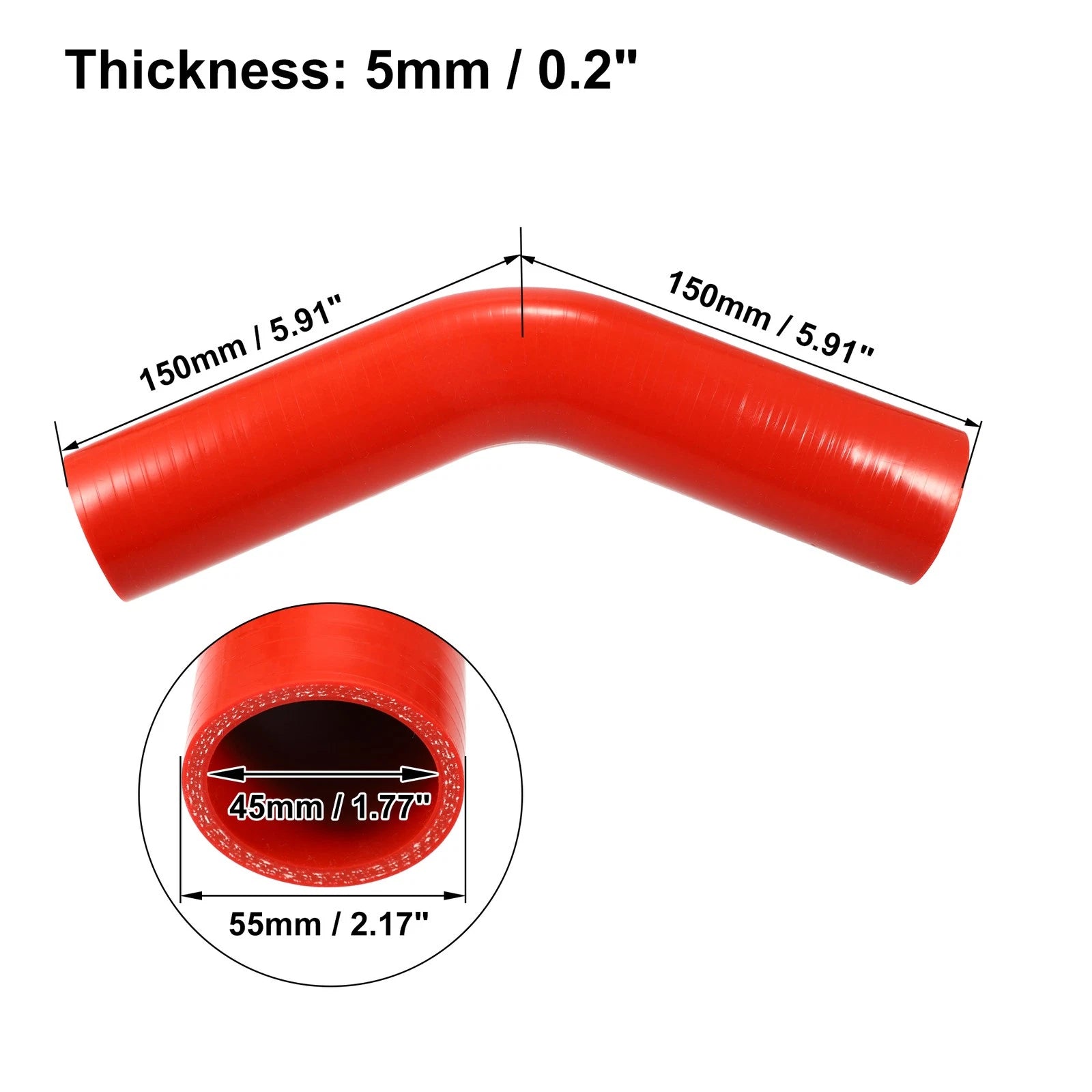 45mm 1.77" 45 Degree Silicone Hose Coupler for Intercooler (Universal)