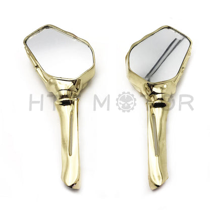 Gold Skull Skeleton Mirrors for Harley Dyna, Softail, Sportster, Touring (8mm, 10mm)