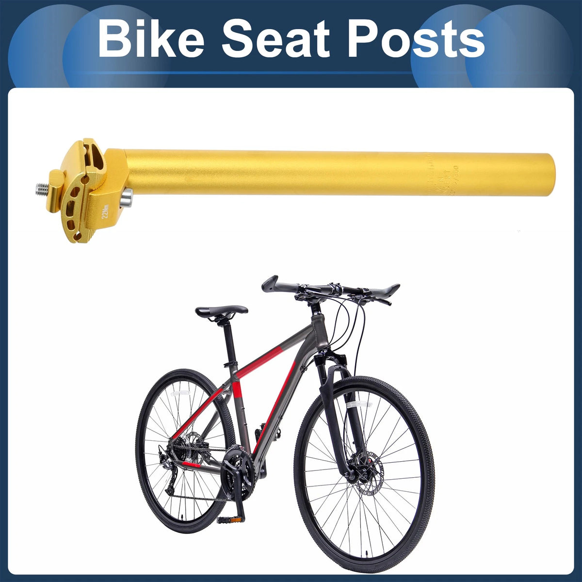 Bike Seat Post 27.2x300mm Adjustable Angle Aluminum Alloy for Universal Bikes (1990–2026)