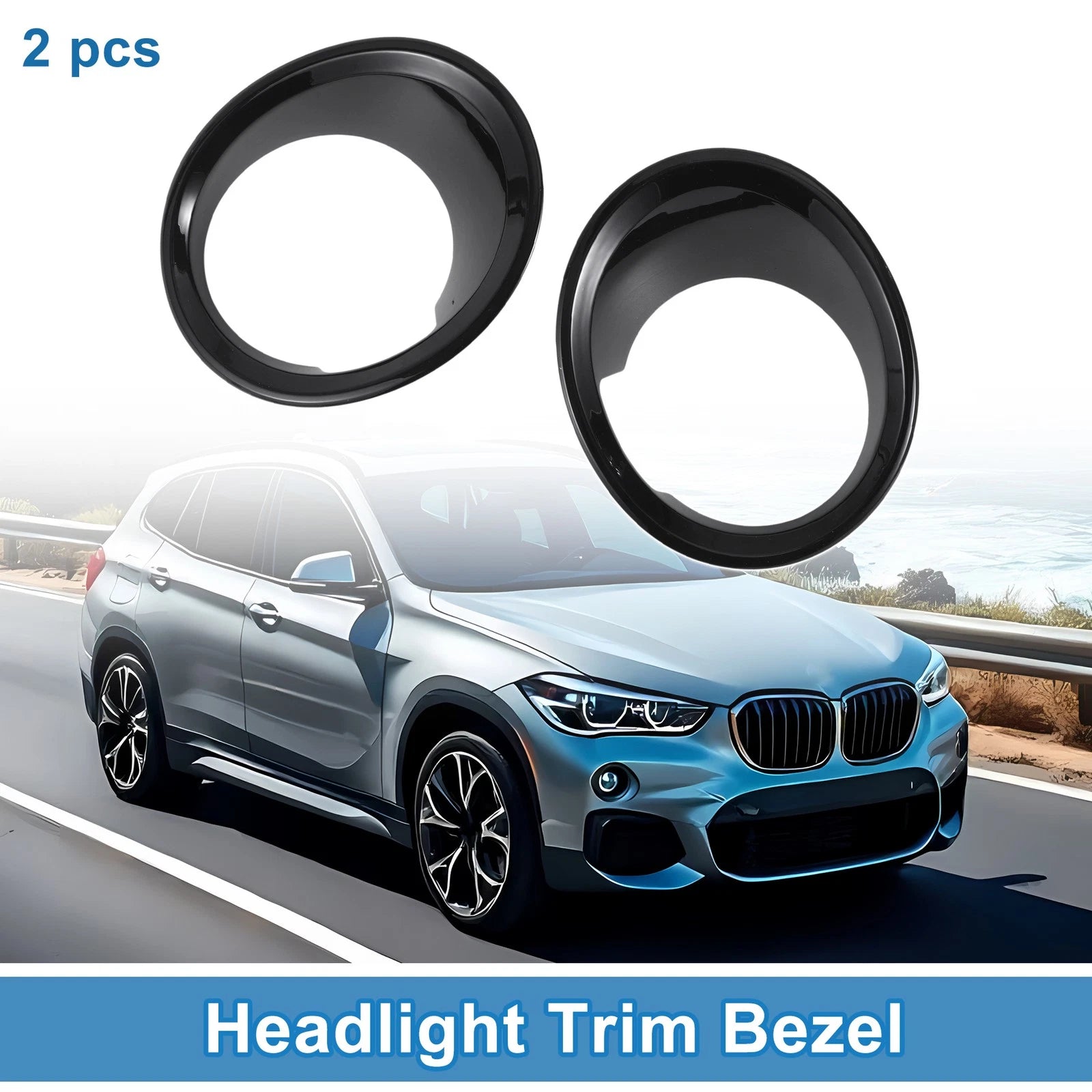 Headlight Trim Bezel Set for BMW X1 F48 Left and Right (2016–2022)