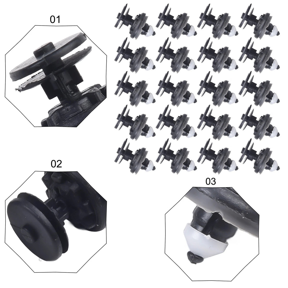 Black Plastic Door Trim Panel Clips for Ford Focus (2000–2018)