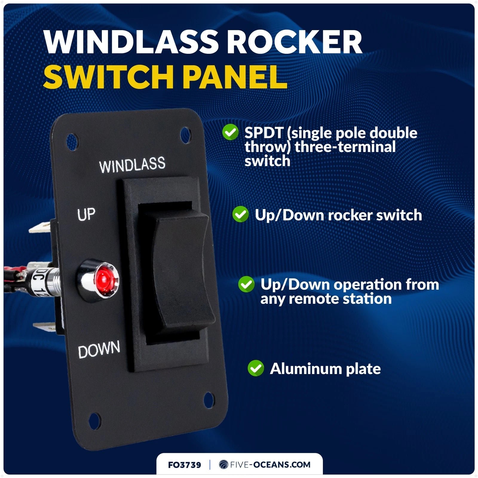 Rocker Anchor Windlass Switch for Up/Down 12V - FO3739