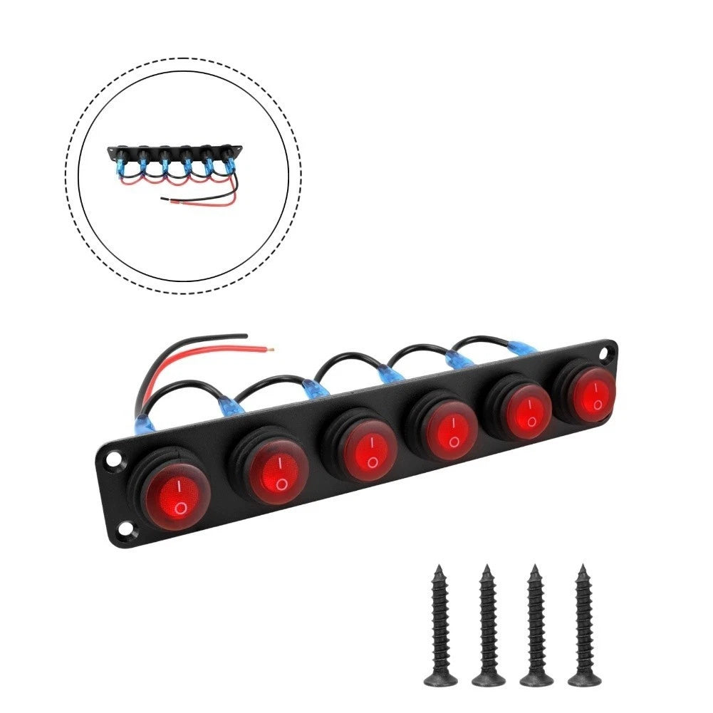 6 Position Waterproof Rocker Switch Panel for Outdoor and Marine Vehicles