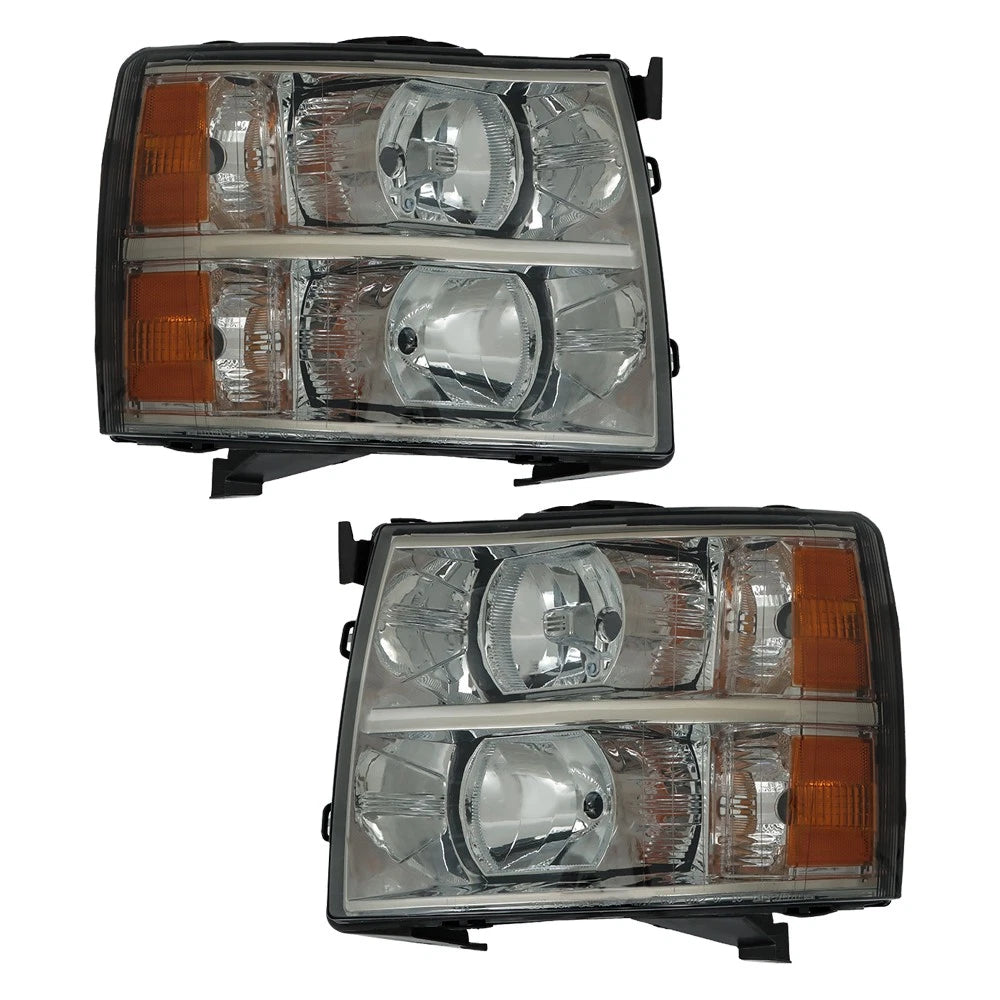 Smoked Halogen Headlights for Chevy Silverado 1500 2500 3500 (2007–2013)
