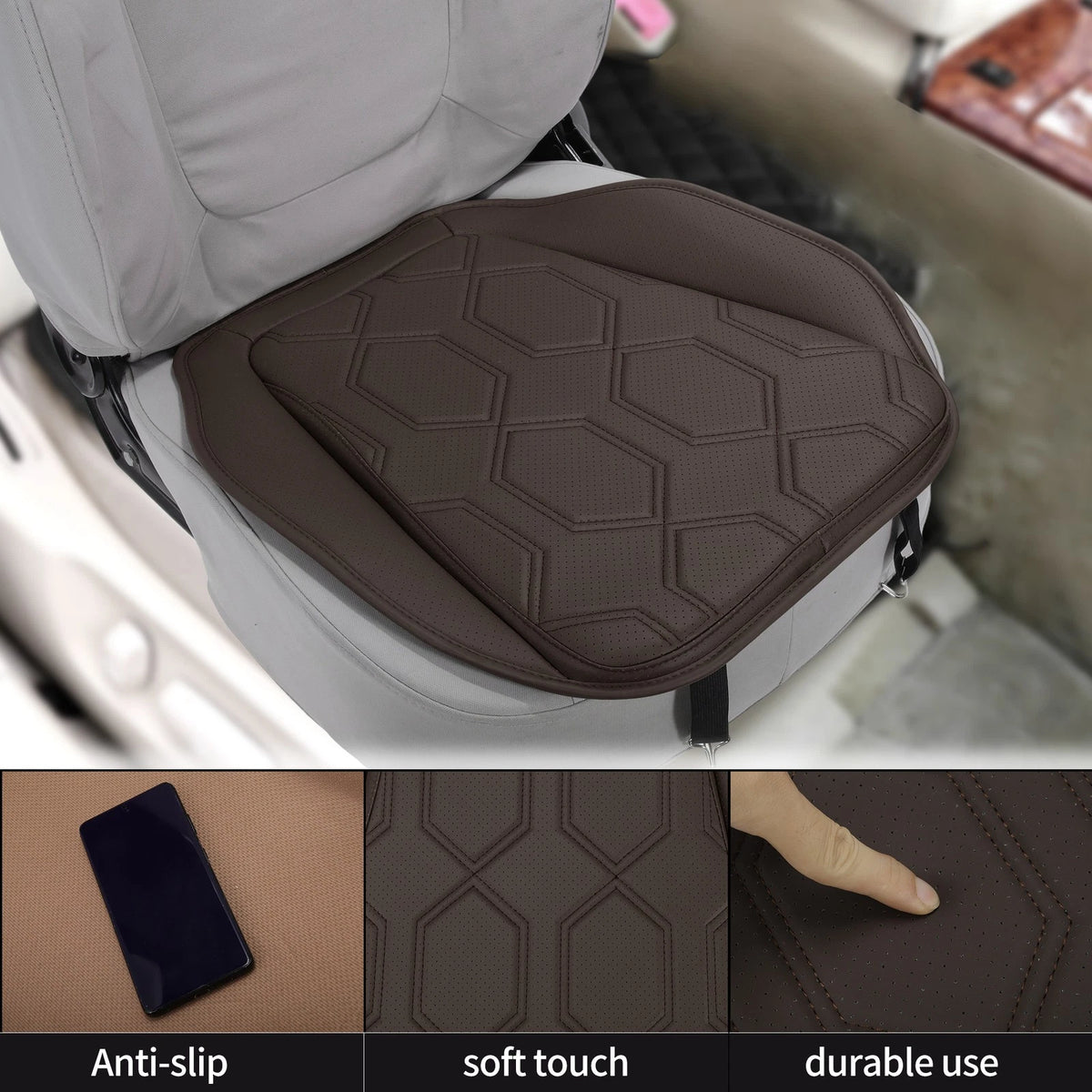 Brown Leather Bottom Seat Pad Cover for Universal Car SUV Truck (1 Pcs)