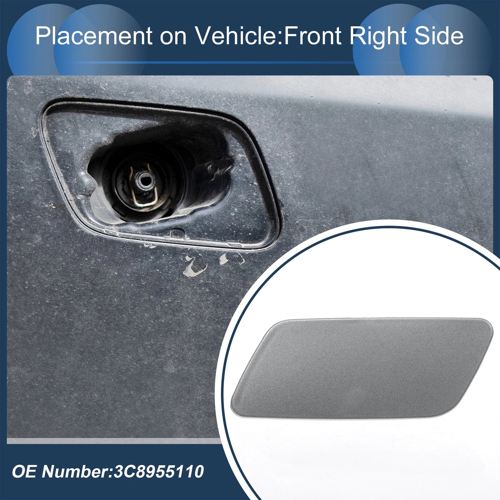 Front Right Washer Nozzle Cover Cap for Volkswagen Passat CC 2008–2012