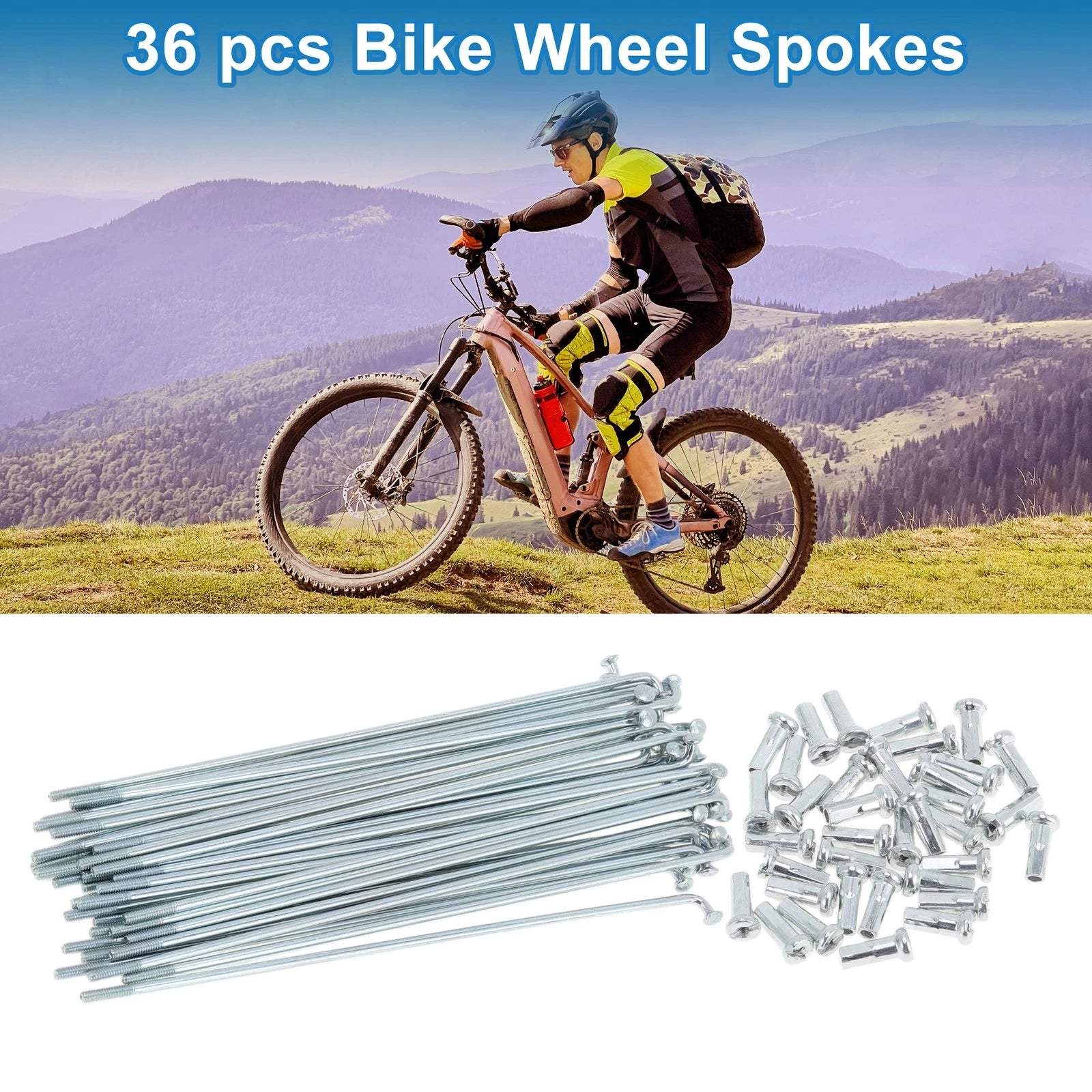 Bicycle Spokes 119mm Galvanized Carbon Steel for 14G Wheel (36 Pack)