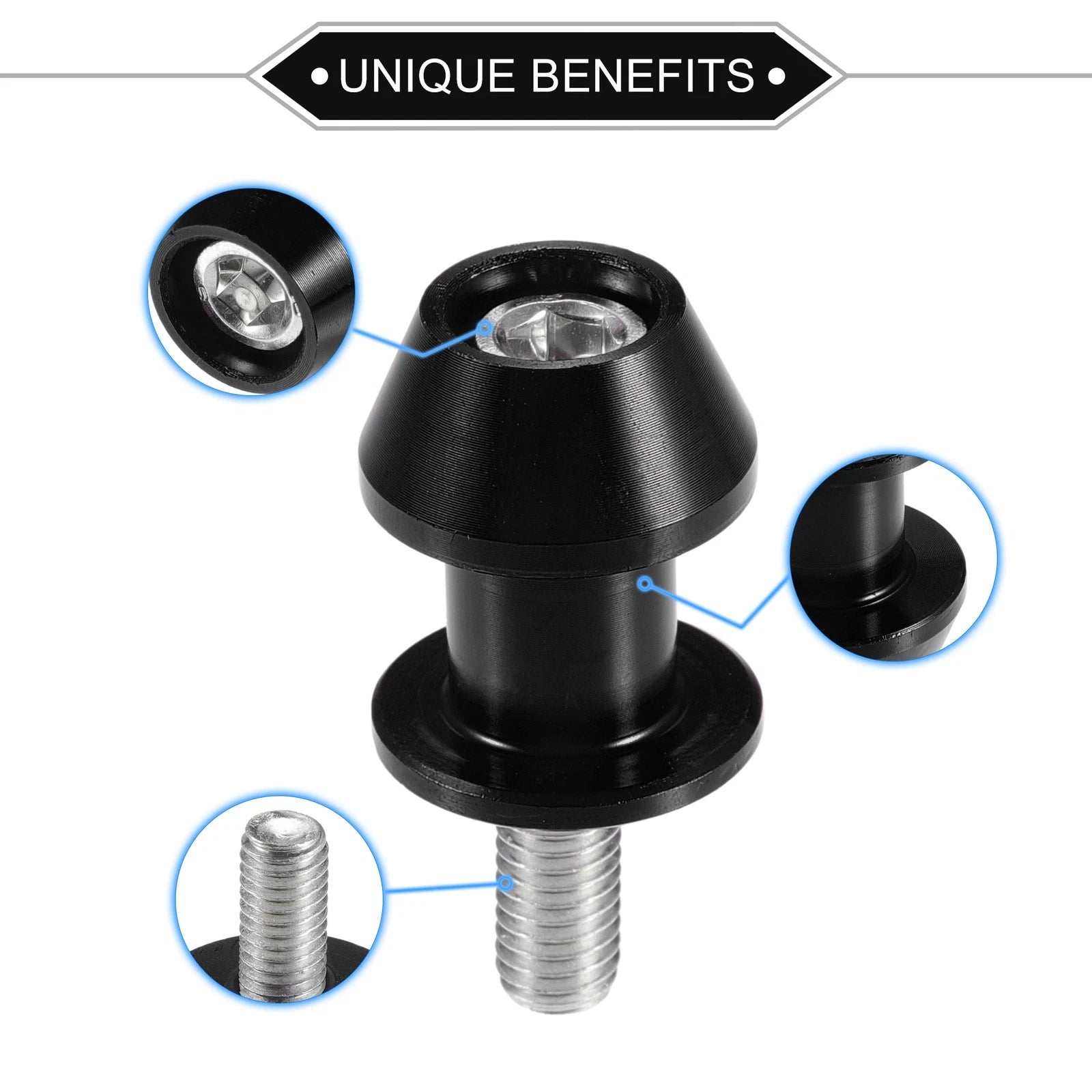 Swingarm Spools CNC 8mm Pair for Motorbike (Black) (2000–2024)