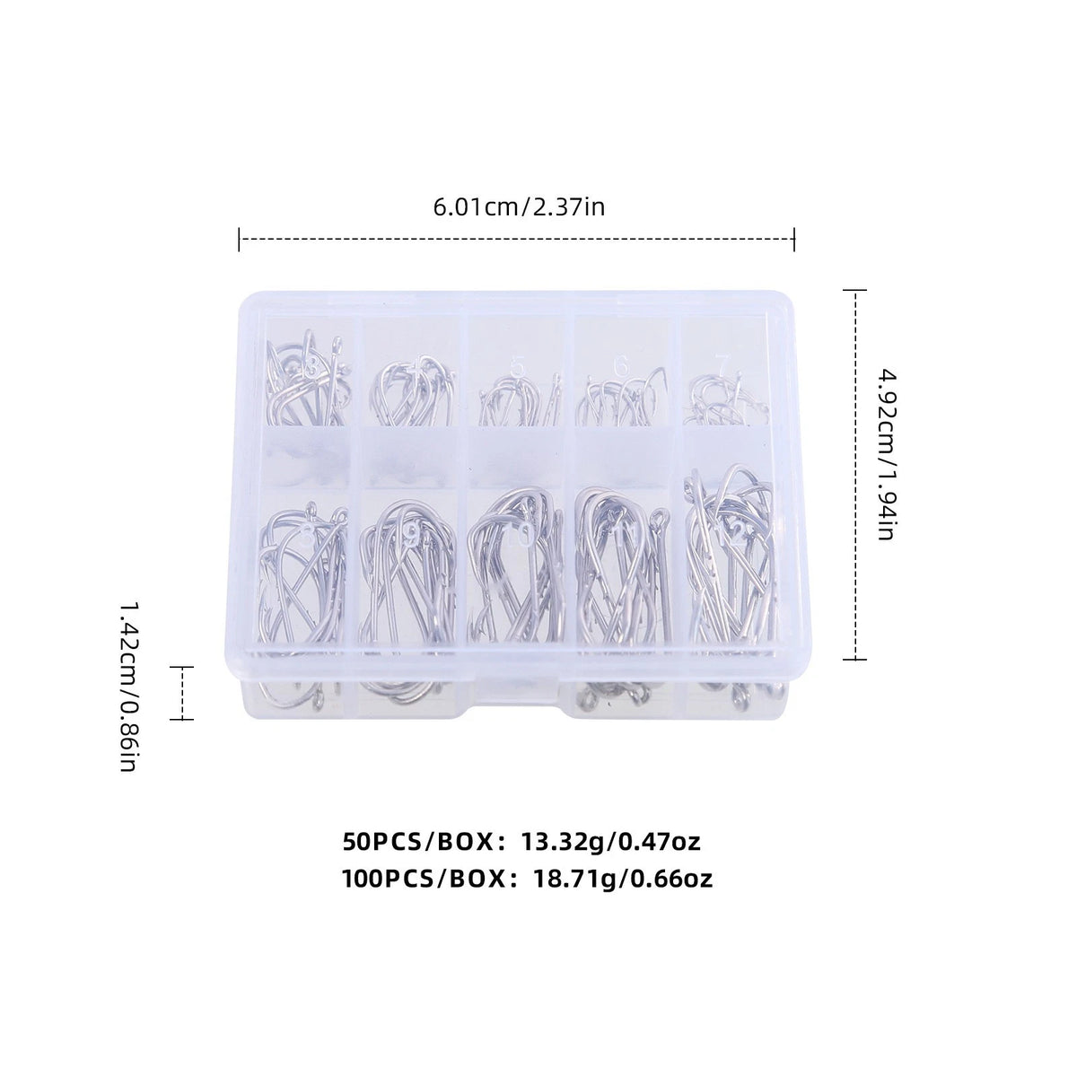 100pcs Double Barb Long Shank Fishing Hooks for Surf Saltwater