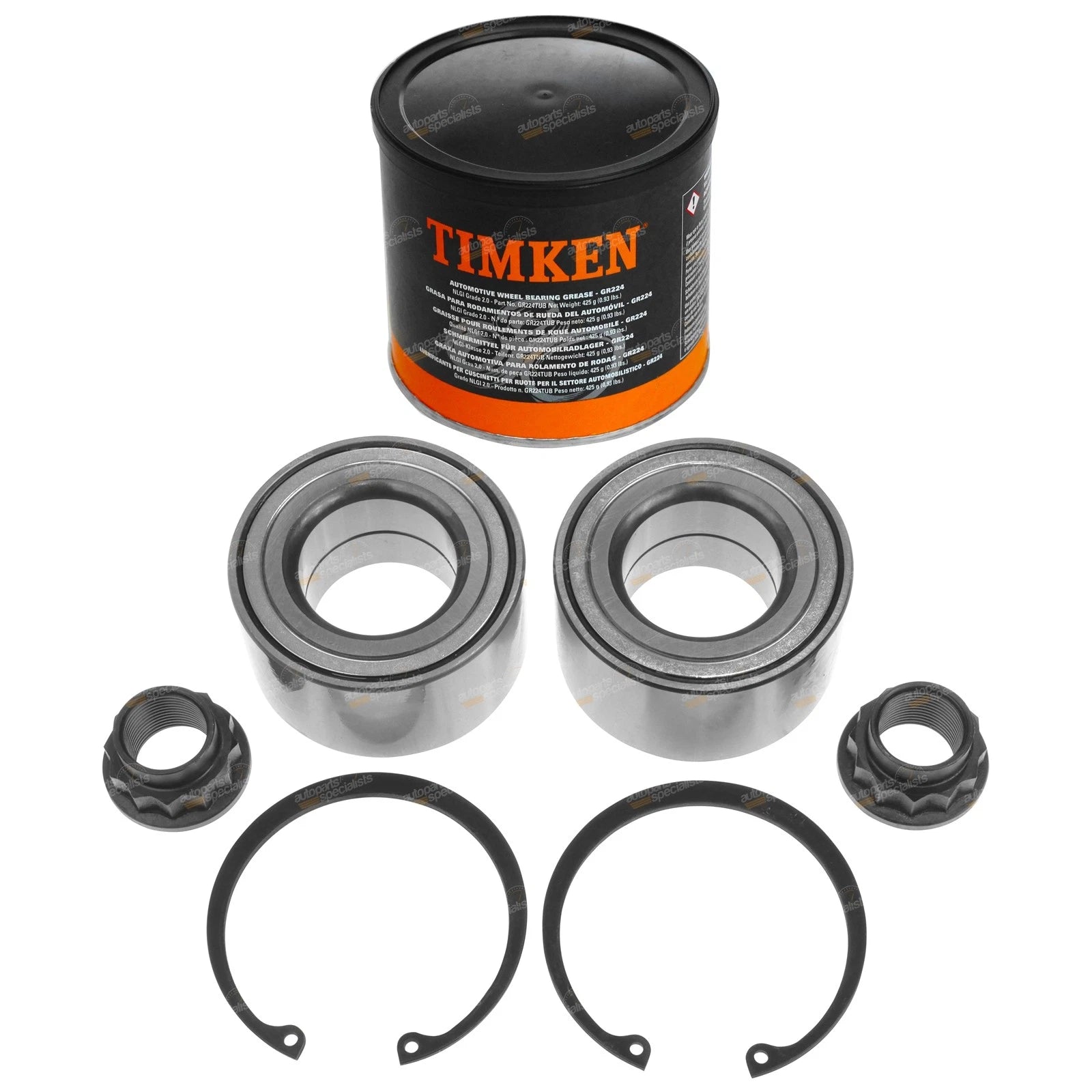 2 Front Wheel Bearing Kits + Grease for Prius C (2012–2017)