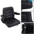 Universal Forklift Seat with Adjustable Backrest & Armrest - Black