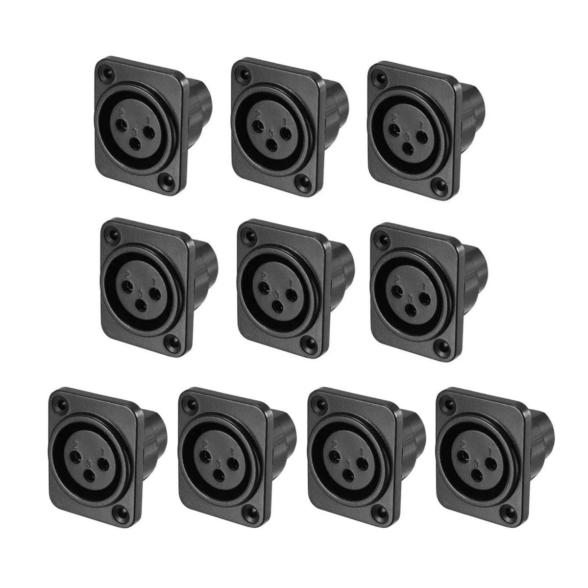 10X 3-Pin XLR Female Jack Panel Mount Microphone Converter