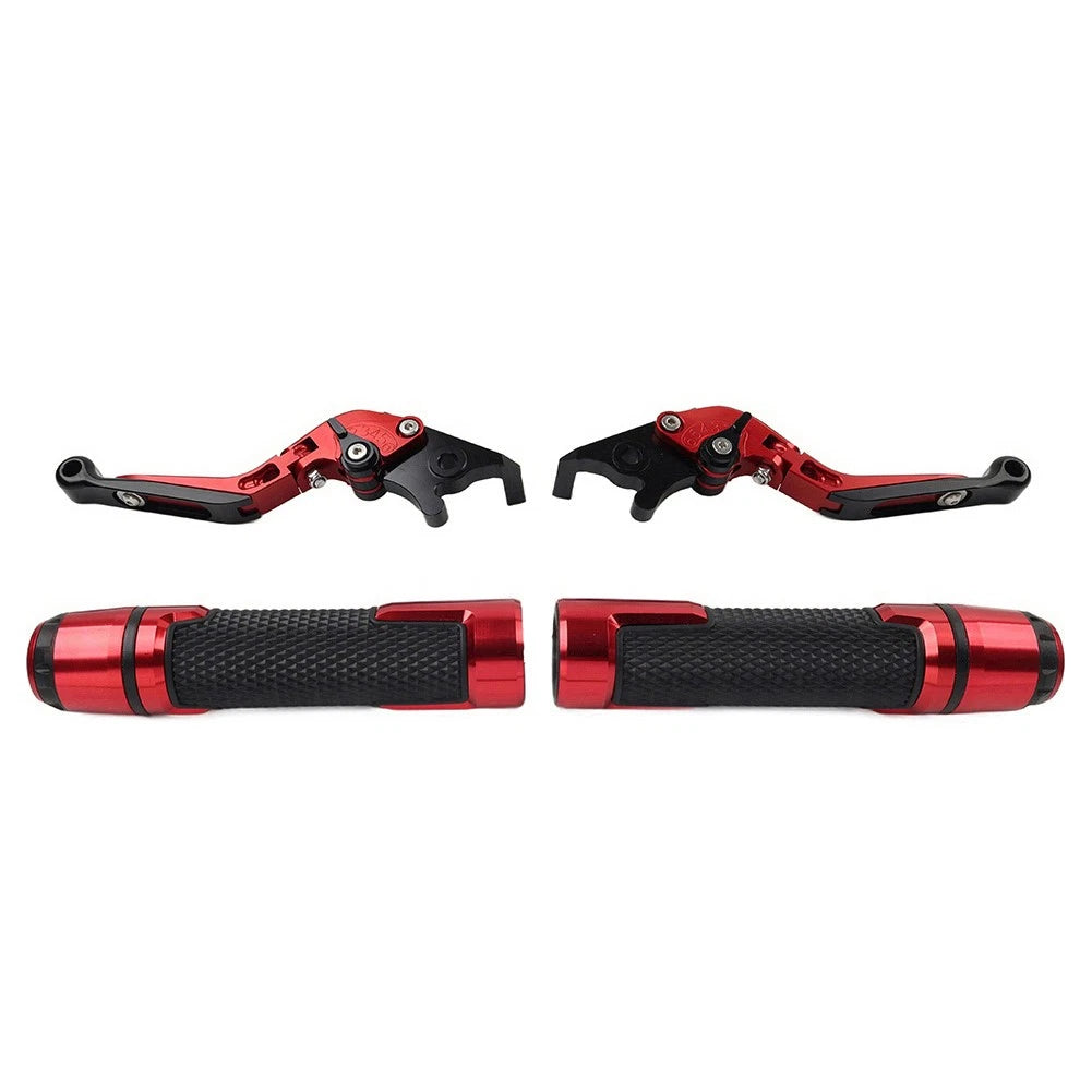 Red Extendable Brake Clutch Levers Handlebar Grips Sets For Suzuki GSXR750 R