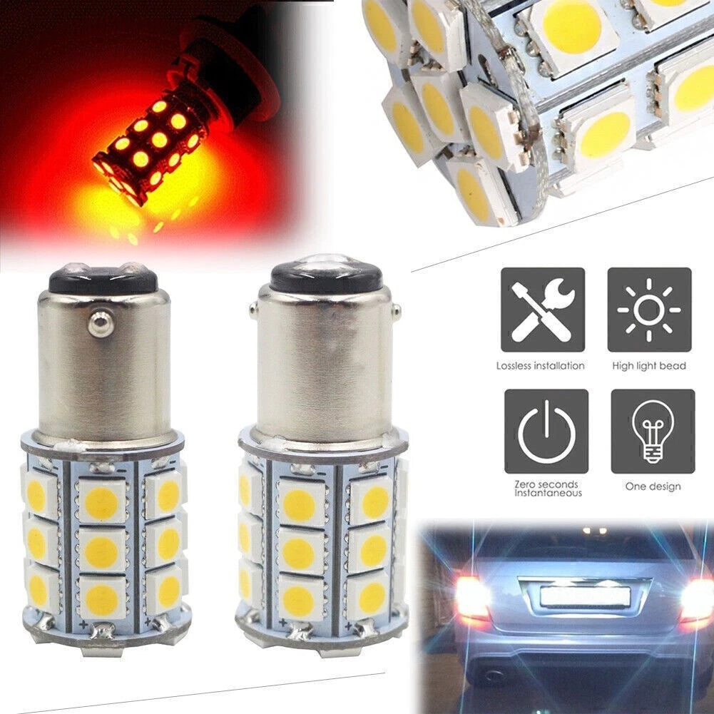 2X 27SMD BA15D LED Light Bulb for Marine Boat (20mm x 48.5mm) Red