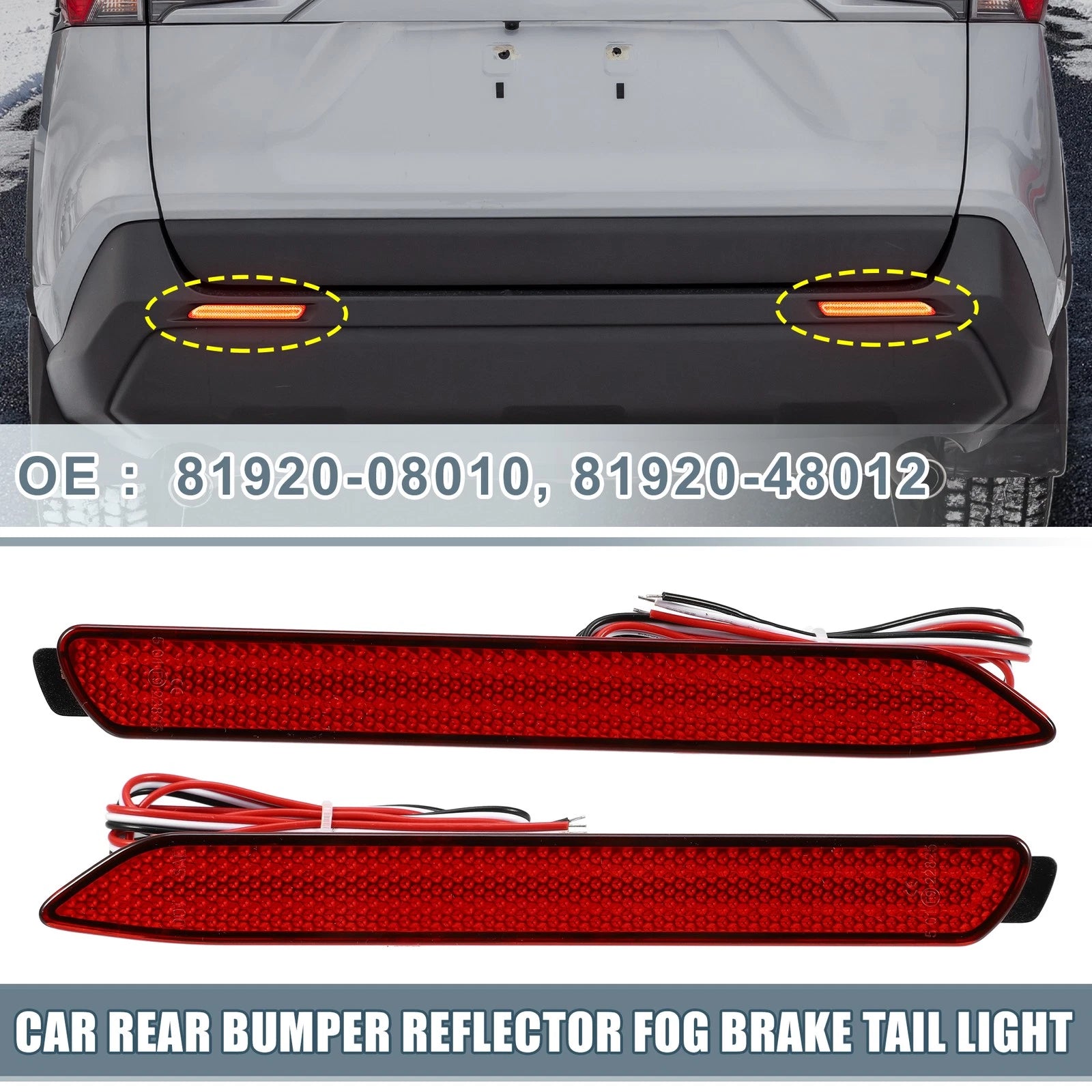 Rear Bumper Reflector LED Tail Light Pair for Toyota RAV4 (2019–2024)