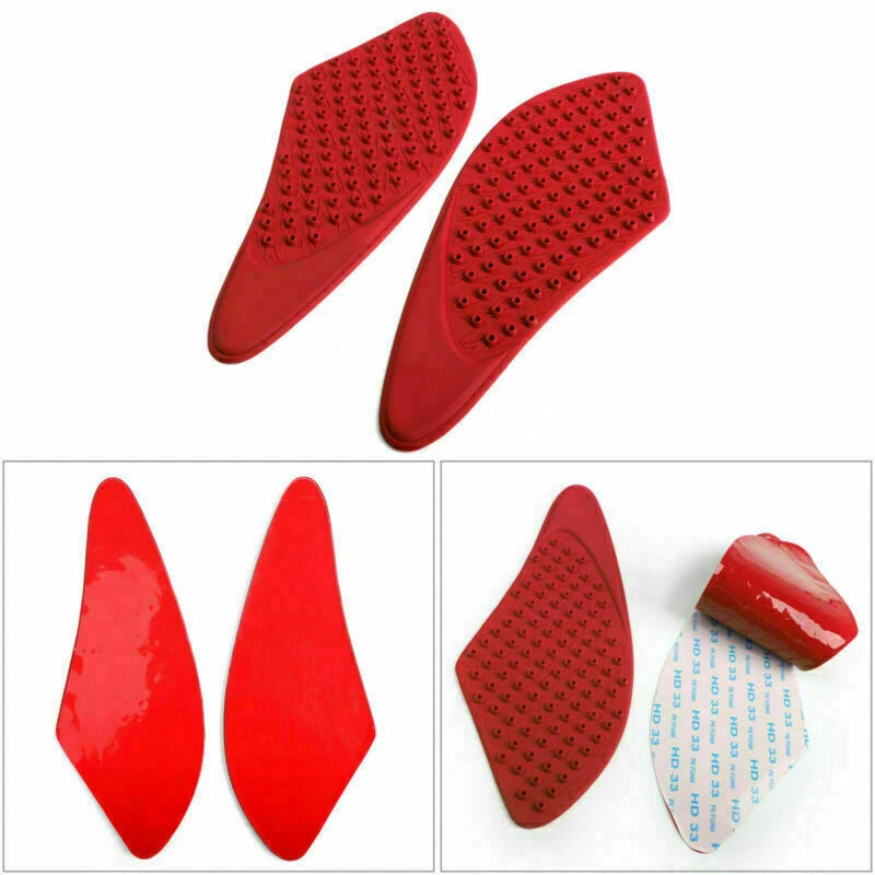 Red Traction Tank Side Pad Gas Knee Grips for Kawasaki ZX6R (2007–2008) T9