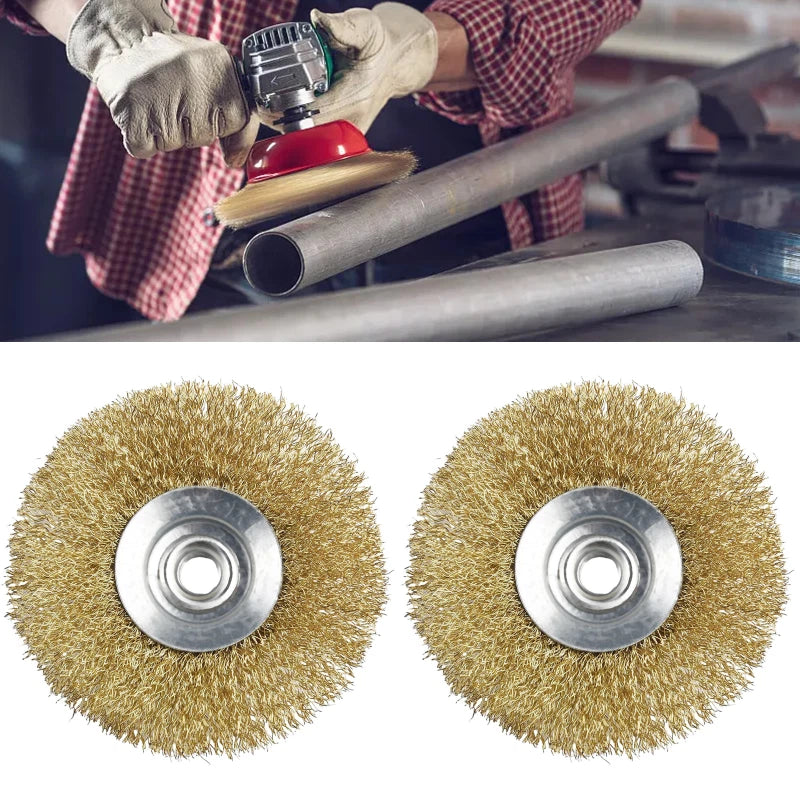 2X Steel Wire Wheel Brush Set for Workshop and Industrial Use