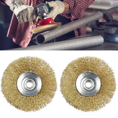 2X Steel Wire Wheel Brush Set for Workshop and Industrial Use