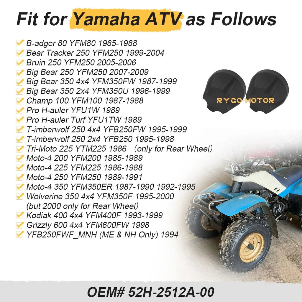 2 Front Rear Wheel Caps for Yamaha Bear Tracker 250 (1999–2004) 52H-2512A-00