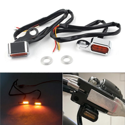 Chrome+Amber Front Turn Signal Light Mini Light for Harley 1996-2017 Dyna Models