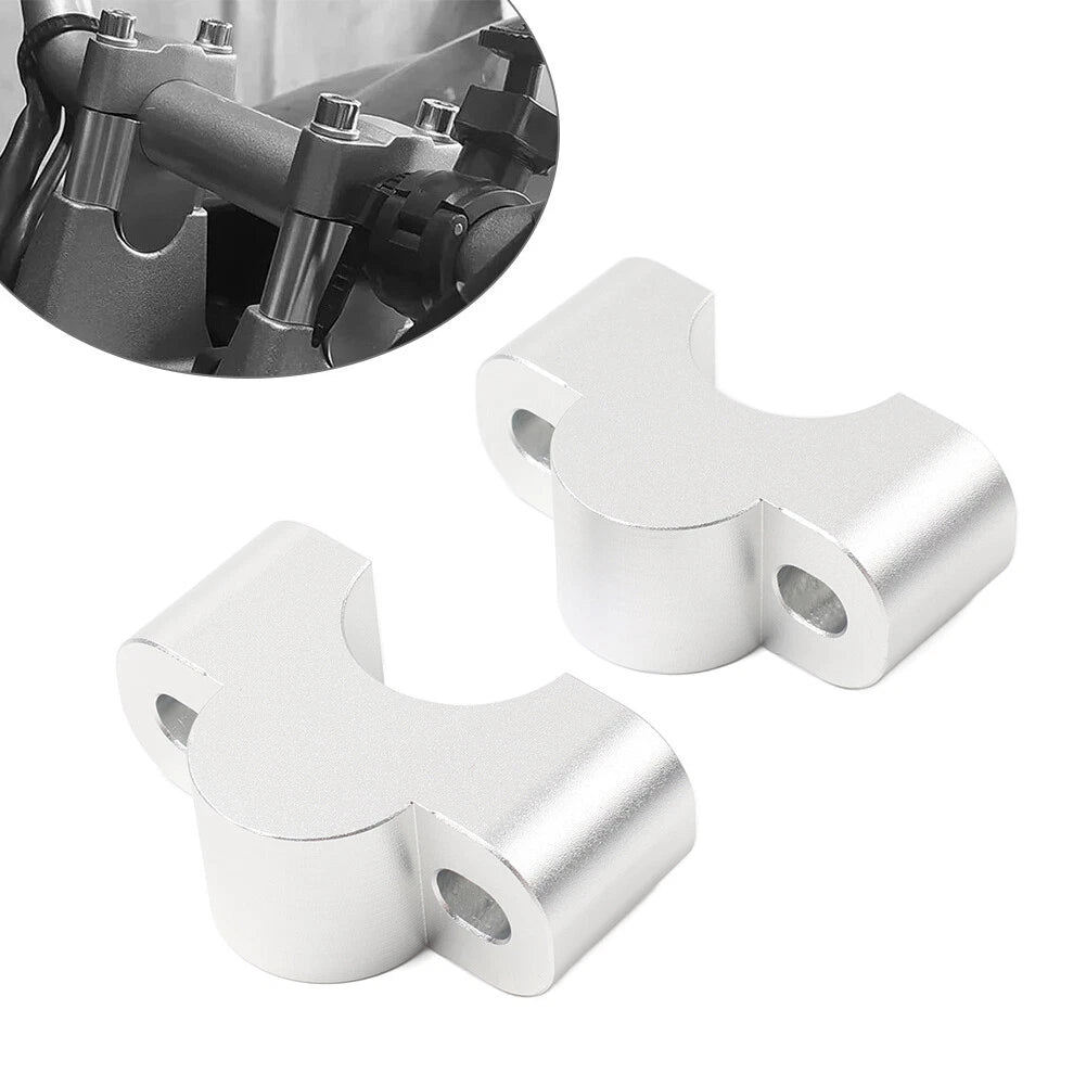 Motor HandleBar Risers Mount Clamp 1 1/8 28mm For Honda Suzuki Kawasaki Silver