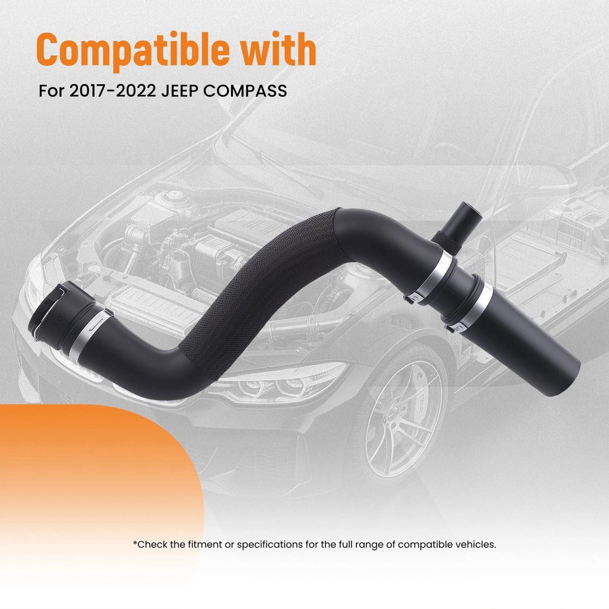 Radiator Inlet Hose for Jeep Compass (2017–2022) 68297843AB, 68297843AA Rubber