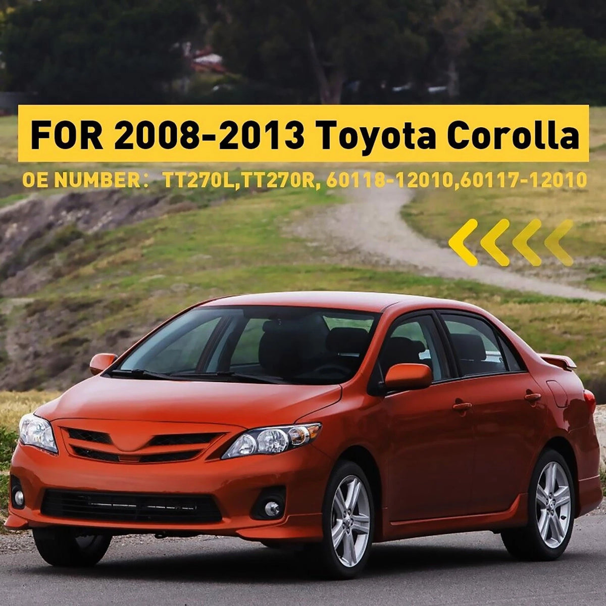 2X Black Side View Mirror Corner Cover for Toyota Corolla (2008–2013) 60118-12010