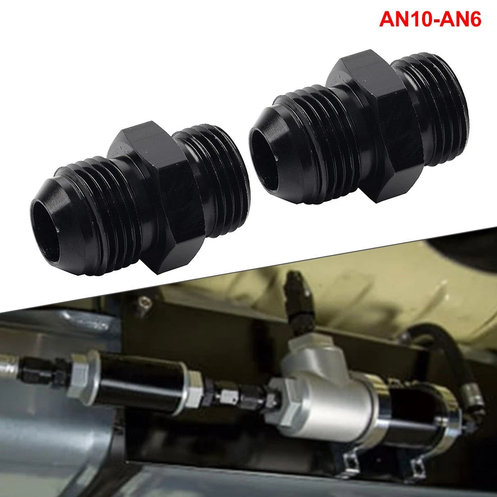 2Pcs AN10 Flare to 6AN ORB Male Fitting Adapter for Automotive (Universal)