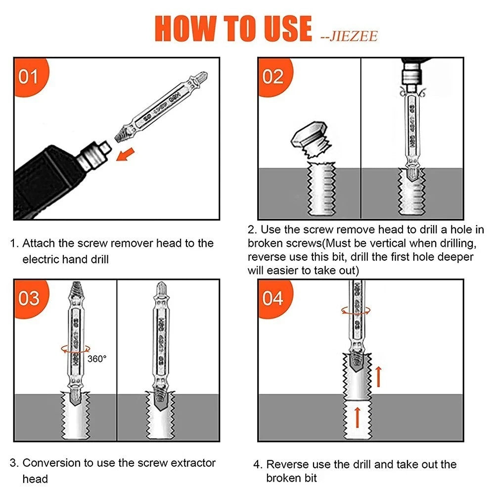 5PCS Damaged Screw Remover Set - Broken Bolt Extractor Drill Bits