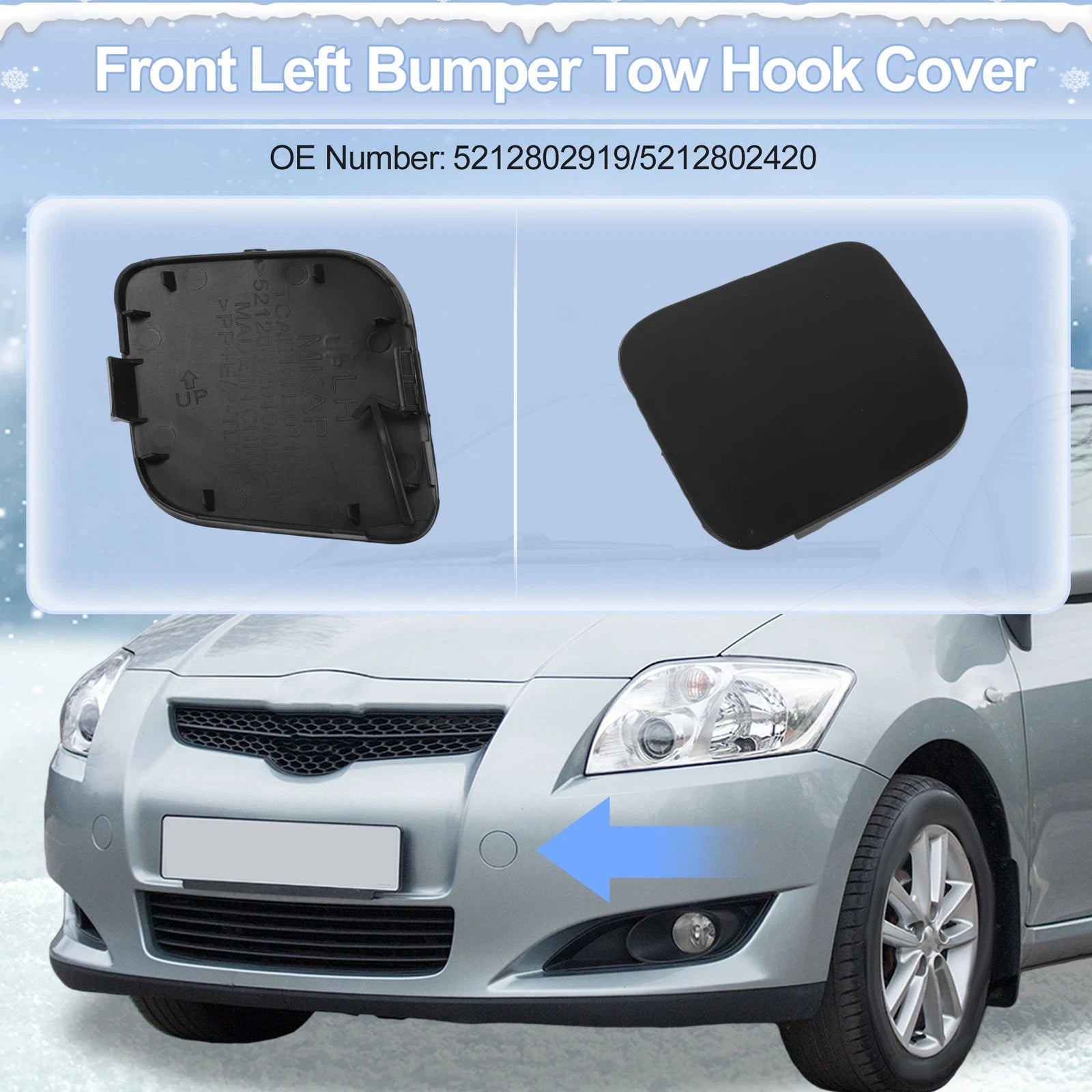 Front Left Tow Hook Cover Cap Replacement for Toyota Auris (2016–2018)