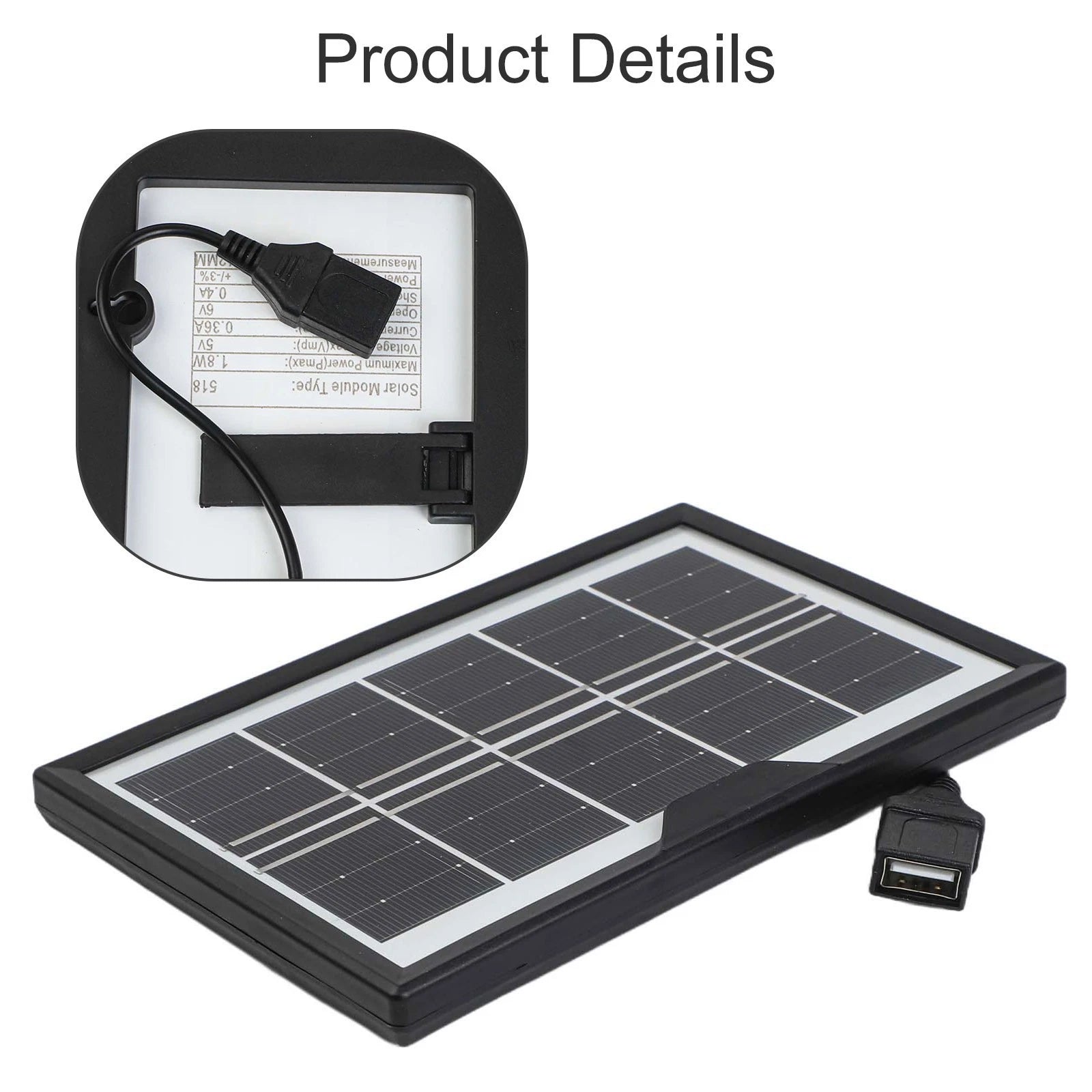 5V 1.8W Solar Panel with USB Interface for Fan Applications