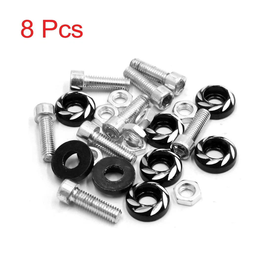 6mm License Plate Frame Screw Bolt Cap Set for Motorcycle Universal (8 Pack)