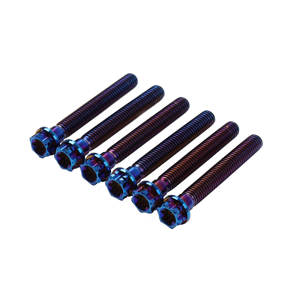 6pcs Titanium M8x45mm Torx Head Flange Screws for Motorcycle