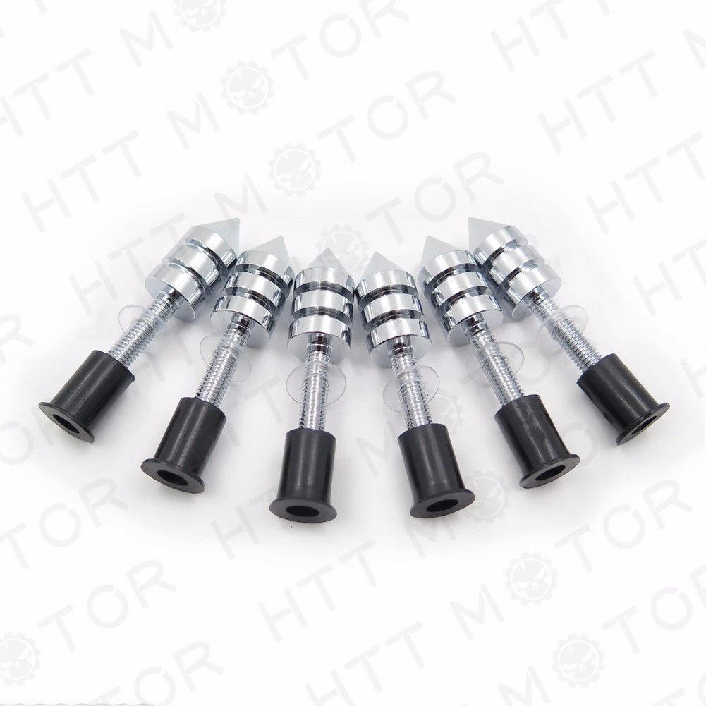 Set of 6 Chrome Spike Windscreen Bolts Screws for Suzuki GSXR 1000 (2003–2004)
