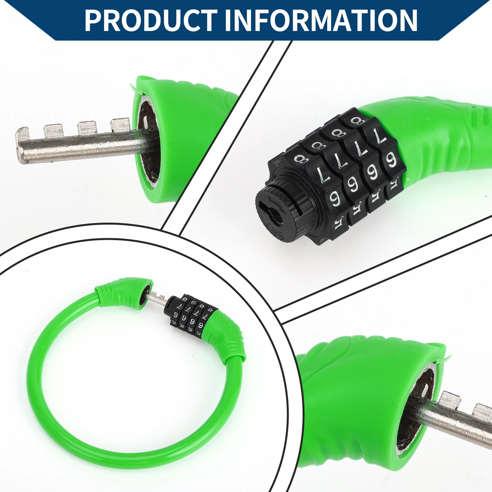 Bicycle Lock Ring Anti-Theft 4 Digit Resettable Mini Lock Green
