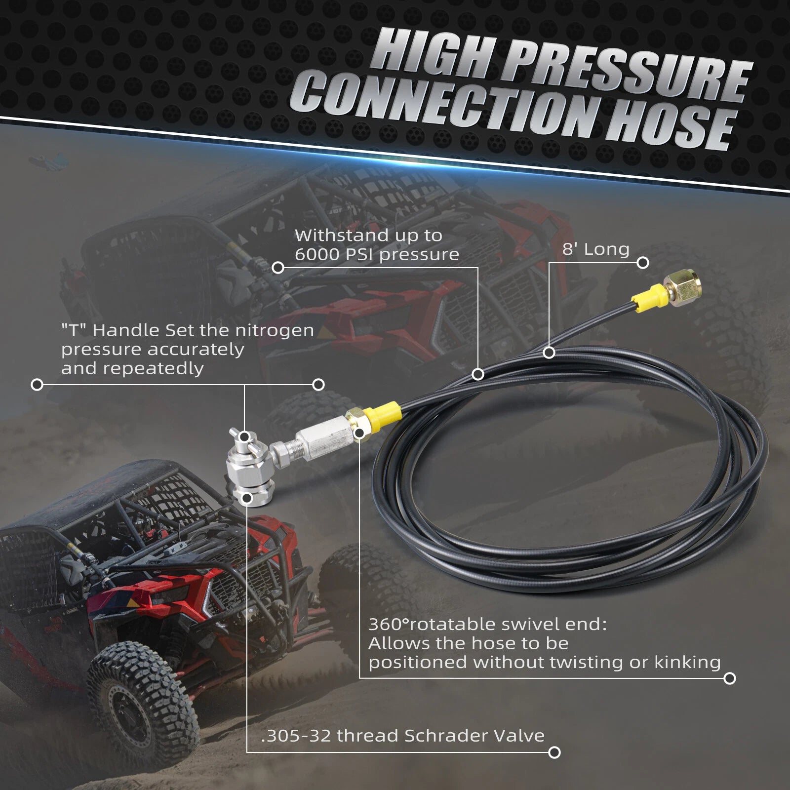 Brass Nitrogen Regulator Shock Fill Kit for Universal Applications (8' Hose)