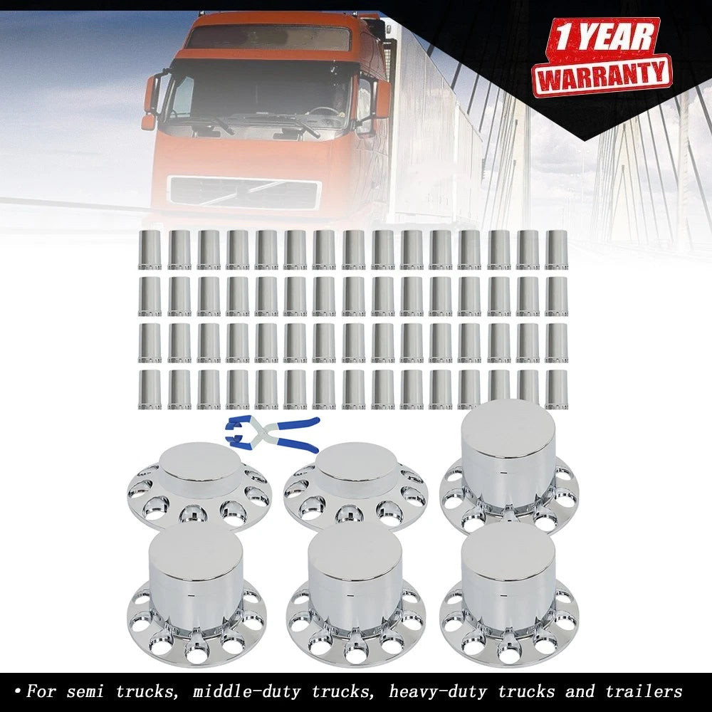 Front Axle Cover Kit for - ABS Chrome, 33mm Flange Nut