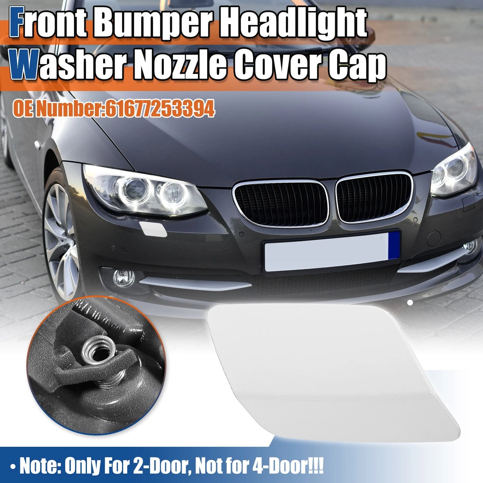 Right Side Front Bumper Washer Nozzle Cover Replacement for BMW E92 E93 (2011–2013)
