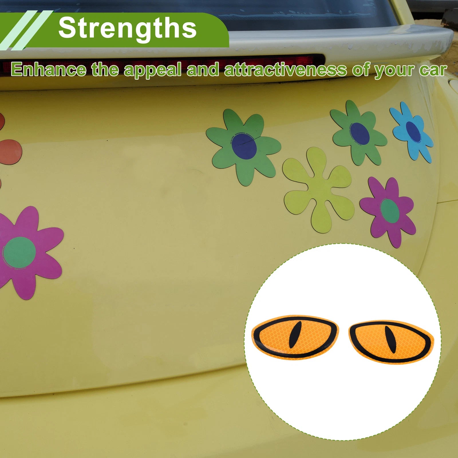 Reflective Bumper Decal for Universal Fit (Fluorescent Yellow, Devil's Eye)