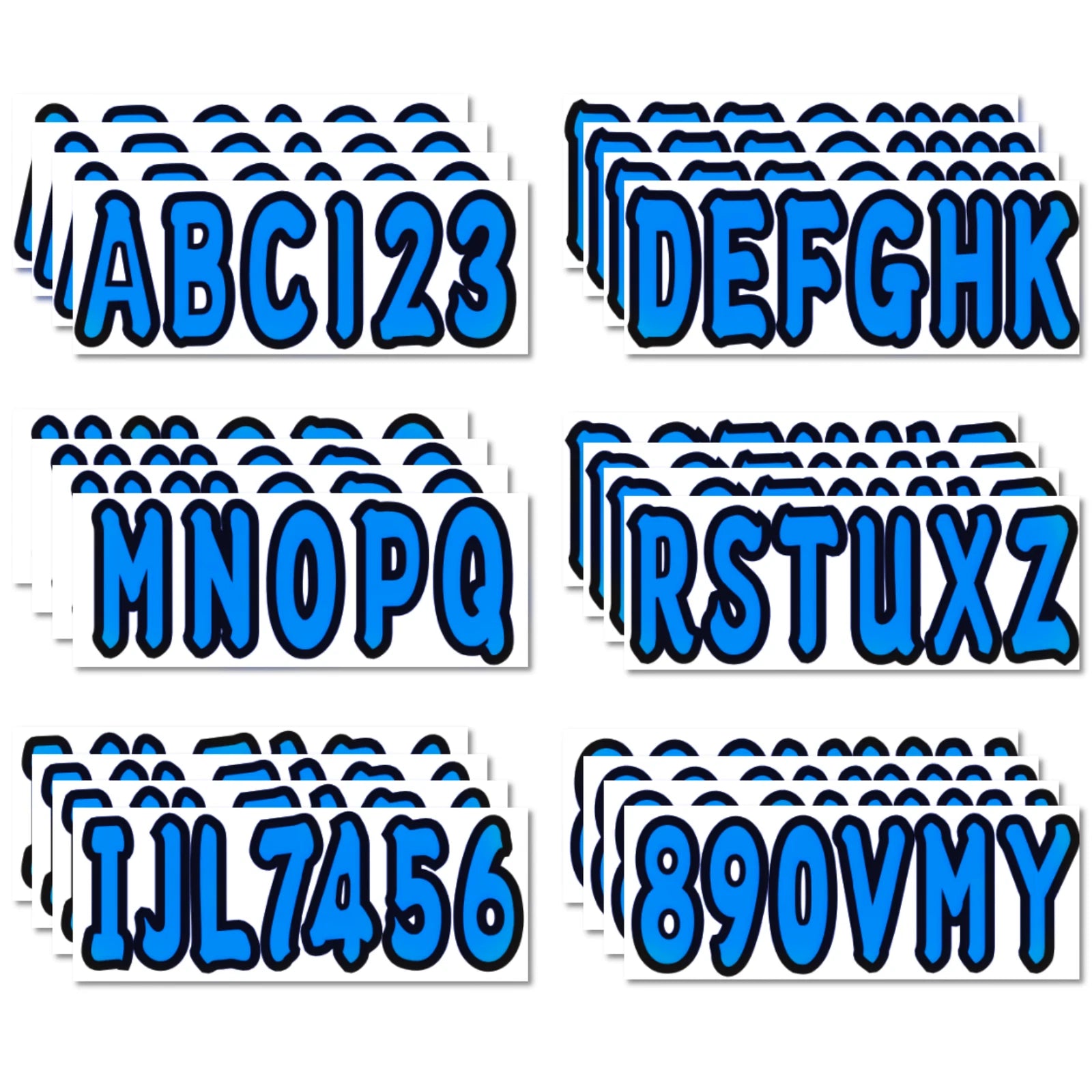 Boat Registration Stickers A-Z & 0-9 Blue Decals