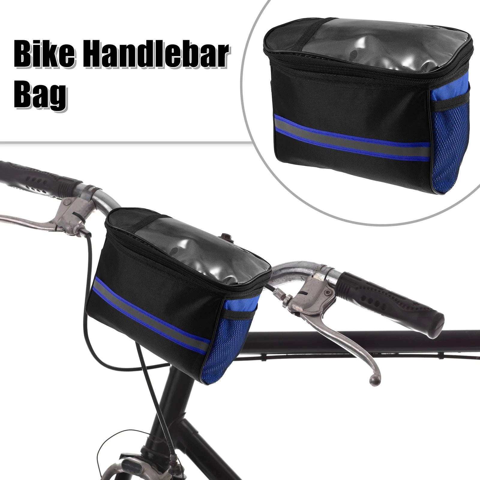 Bicycle Handlebar Bag with Touch Screen Phone Holder for Blue Bike (2020–2025)