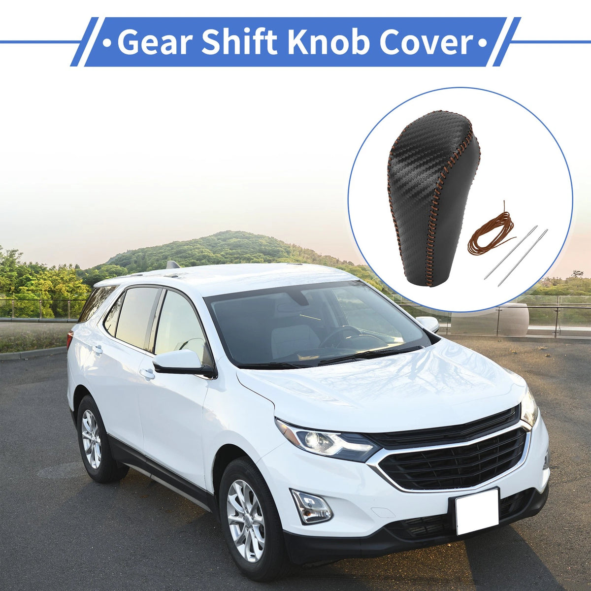 Gear Shift Knob Cover Replacement for Chevrolet Cruze 2011–2015 Carbon Fiber