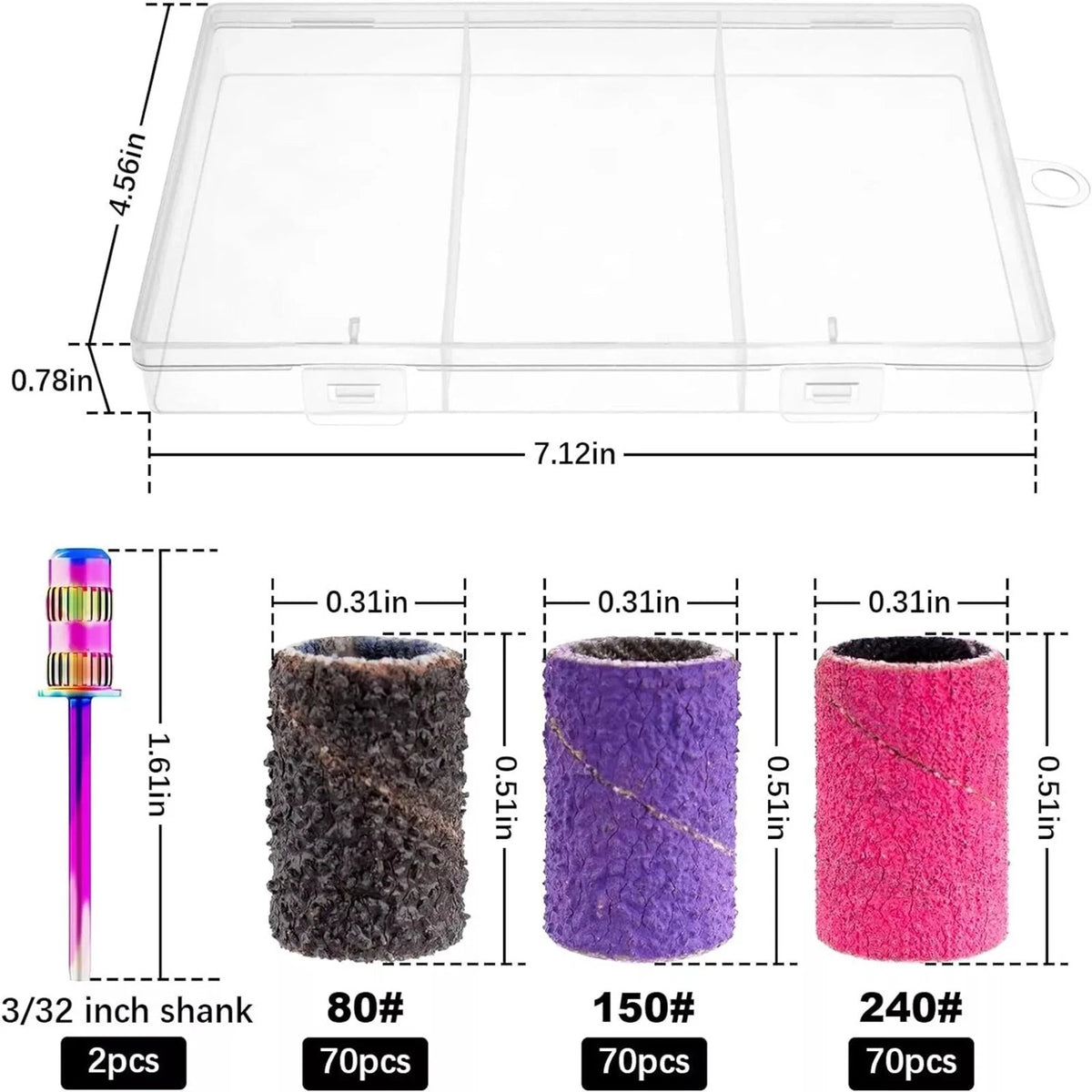210X Nail Sanding Bands for Manicure Pedicure Drill Bits