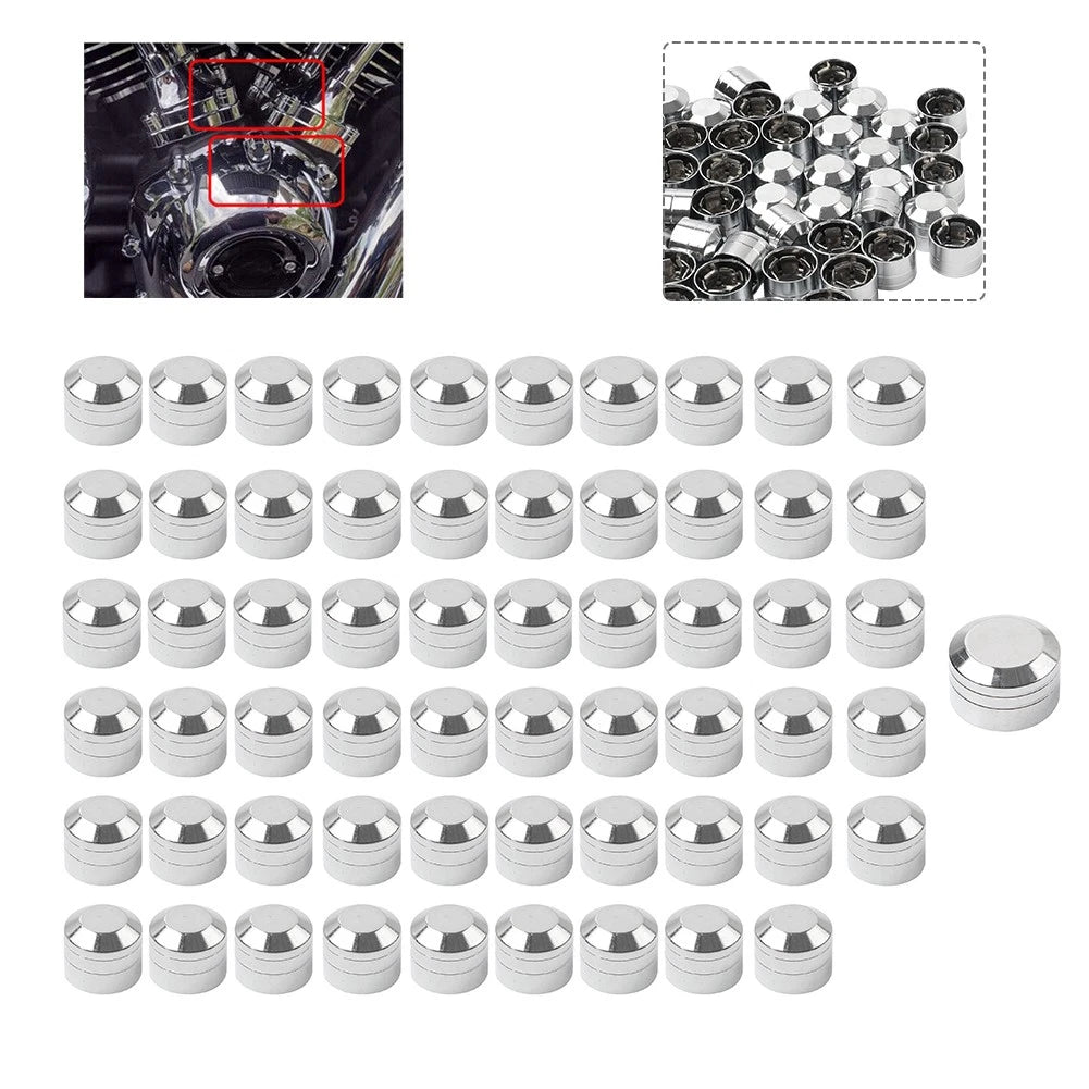 60pcs Chrome Engine Bolt Caps for Harley Evolution (1984–1999)