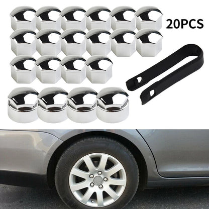 Set of 20 Chrome Nut Cap Wheel Bolts for Universal Fit